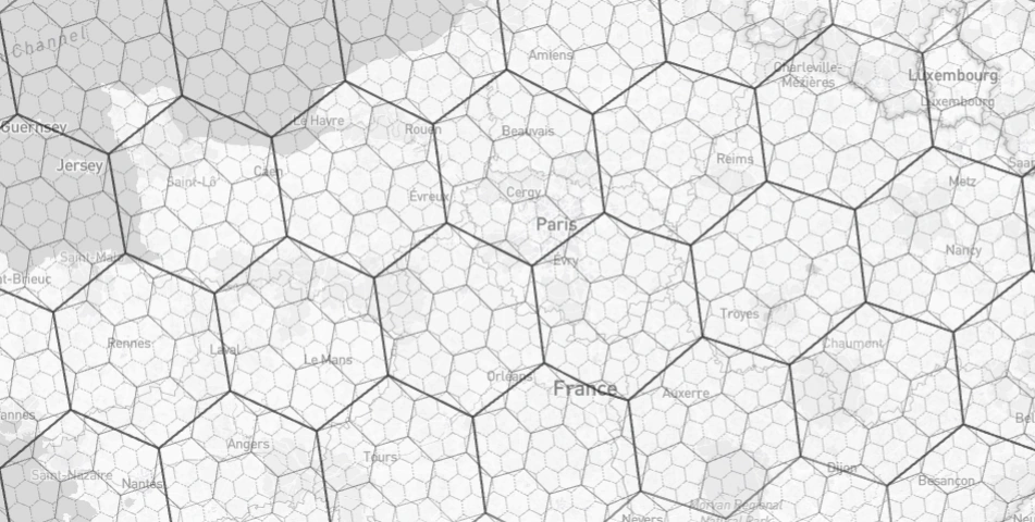 H3 grid with different hexagonal cell resolutions