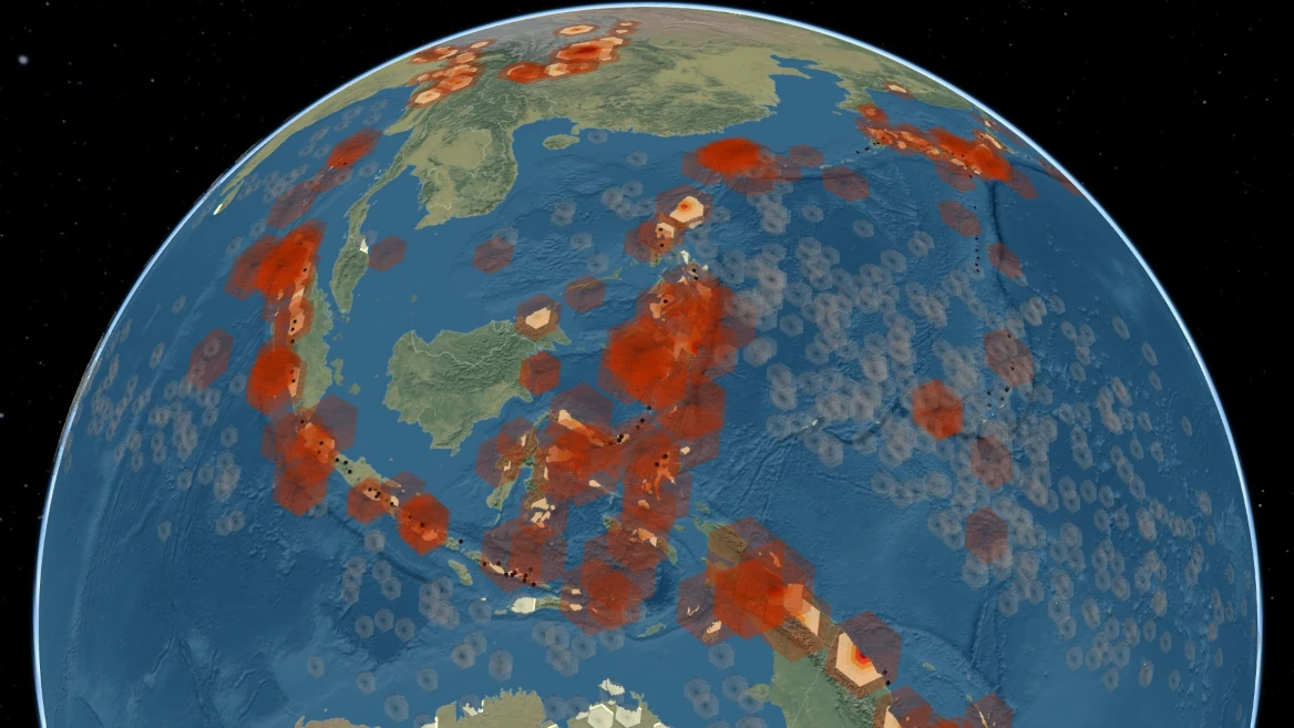 Historical natural disaster interface showing their localized impacts on the map