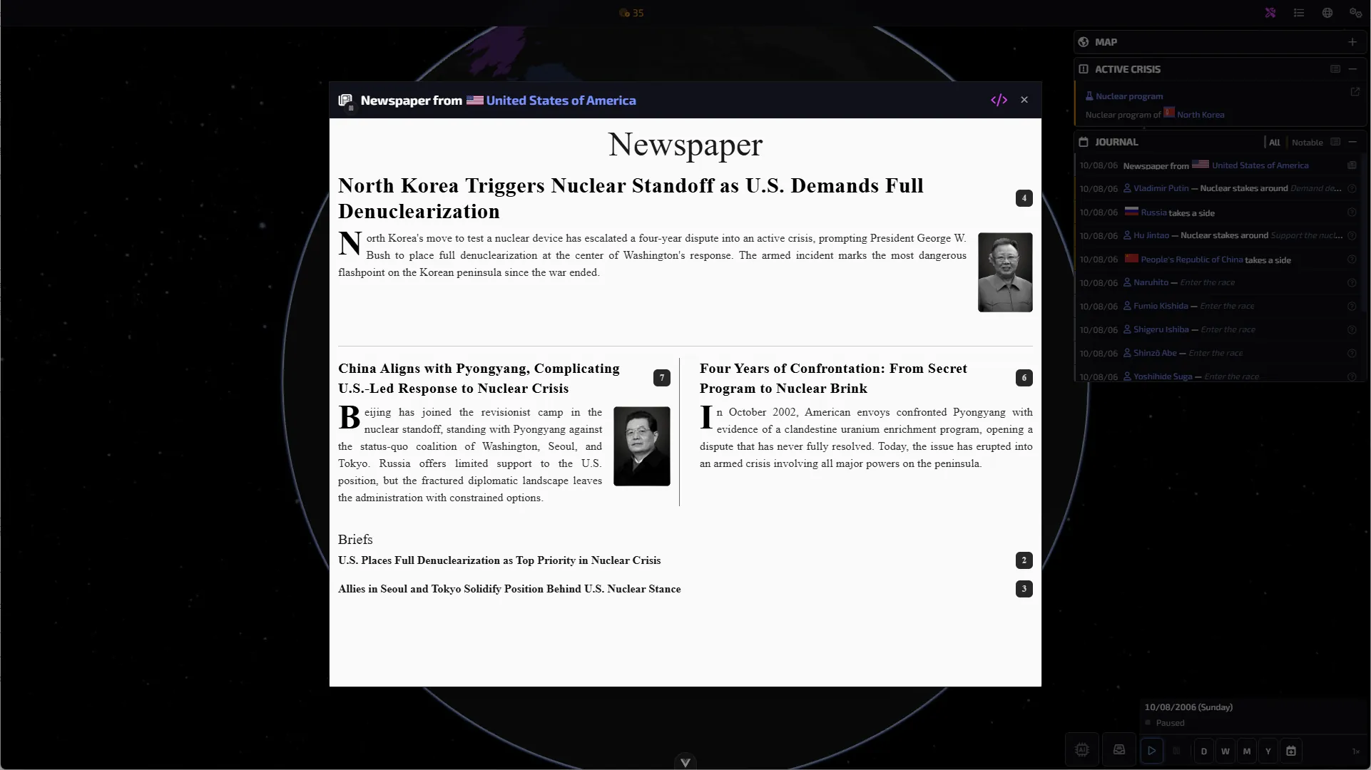 Newspaper generated by a language model that analyzes the state of the world and writes the news from a country's perspective